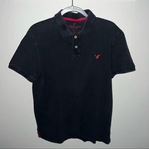 American Eagle Outfitters Black and Red Classic Fit Polo Shirt